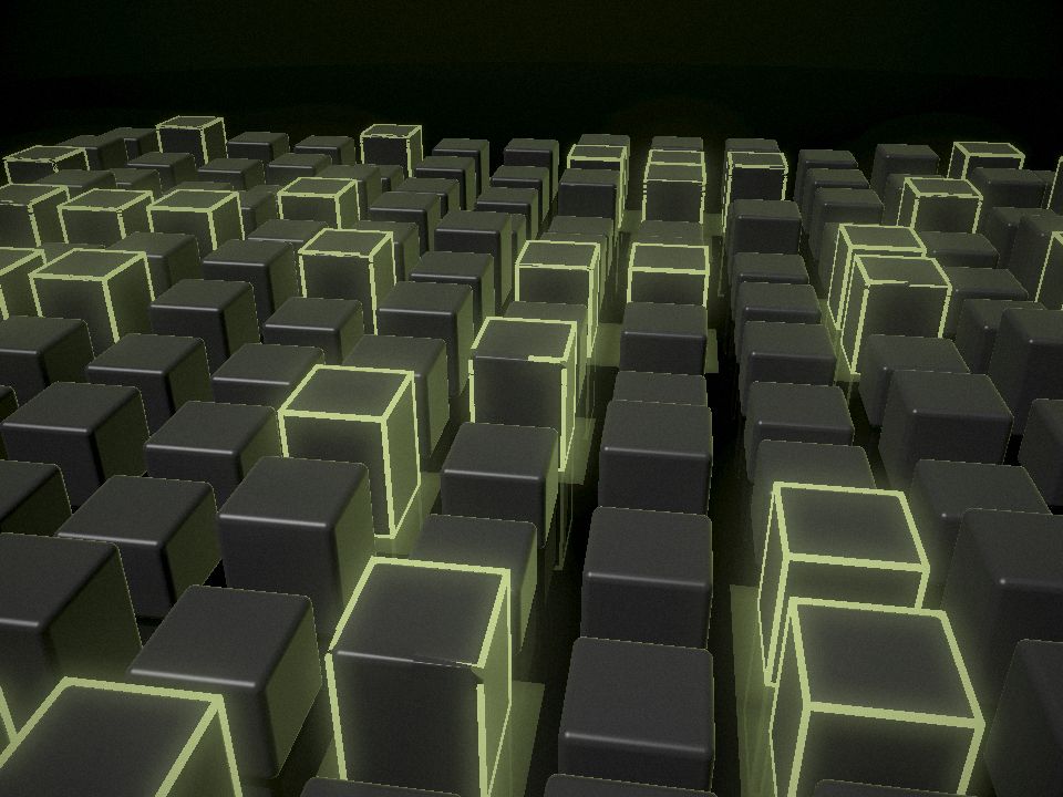 A field of isolated sandbox cubes